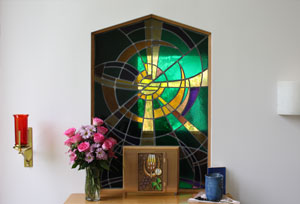 Stained glass mirror on table - Pastoral care.